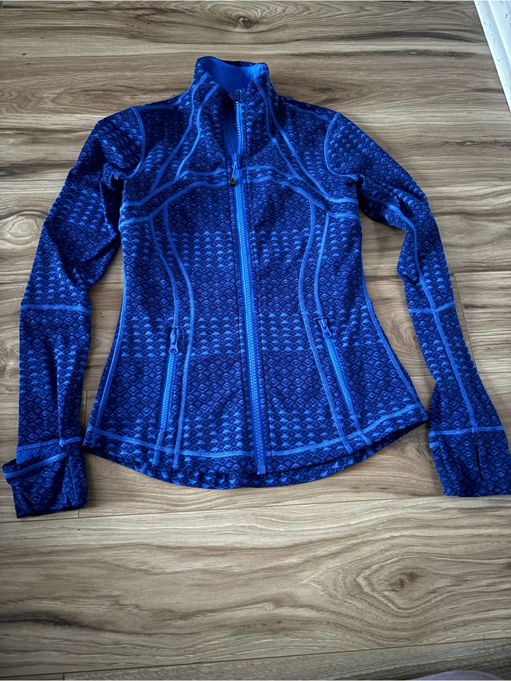lululemon athletica Deep Blue Patterned Zip-Up Varsity Jacket